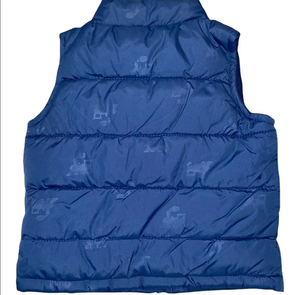 Gymboree Blue Train Puffer Vest Water Resistant Toddler Boy 12-24 Months NWT